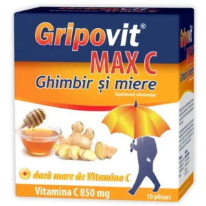Gripovit Max C ghimbir si miere, 10 plicuri, Zdrovit